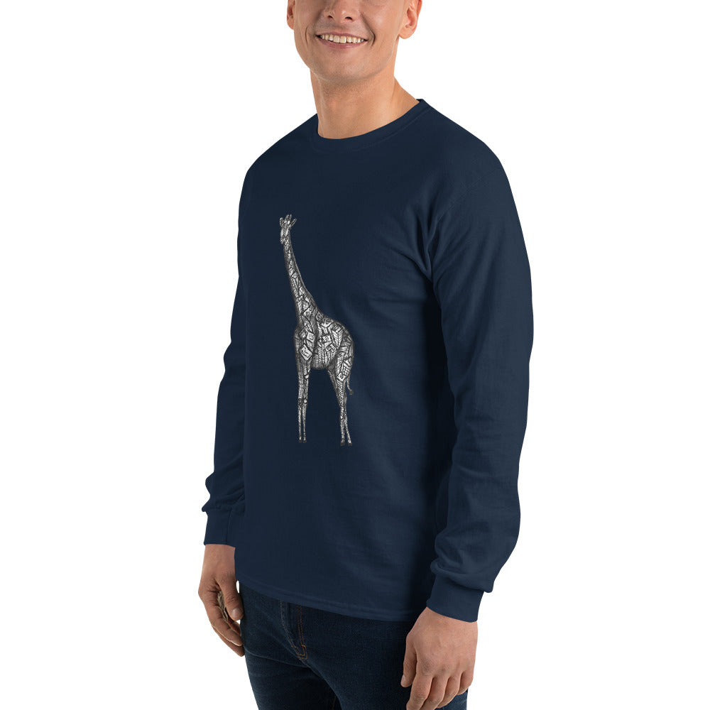 De Maglietta Uomo Giraffa Spirale - Blu Navy, Taglia L - 3